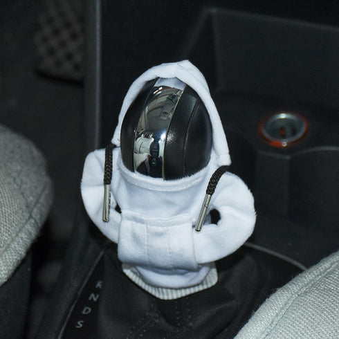 Car Gear Shift Knob Cover Funny Gear Shift Hoodie Universal Knob Cover Car Shifter Protector Decoration Automotive Interior Accessories, White...