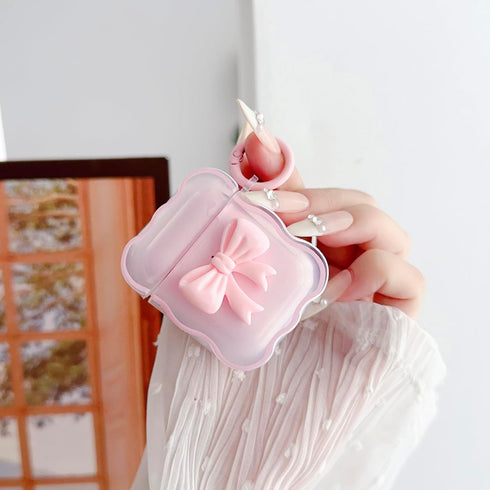 Cute AirPods 2/1 Generation Clear Case, Girly 3D Bow Design Soft TPU Protective Shockproof Kawaii Apple iPod 2nd/1st Generation Cover with Cleaner...