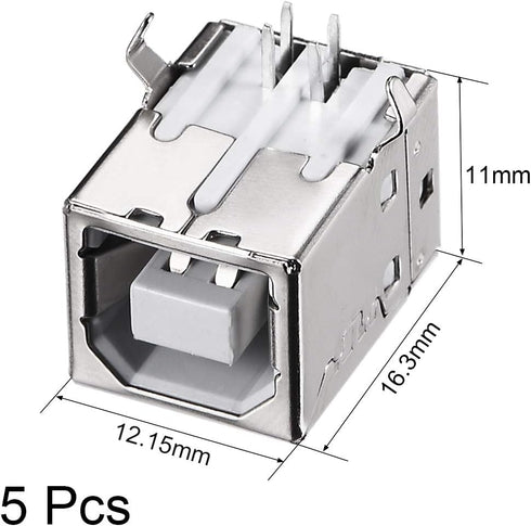 uxcell PCB USB Connector Type-B Female Jack 90 Degree DIP Printer Port 5Pcs...