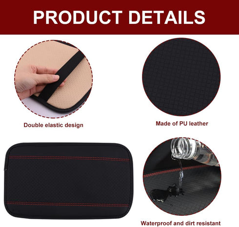 Car Armrest Pad, Auto Armrest Cushion?PU Leather Black Waterproof Center Console Pad Car Armrest Seat Box Cover Protector for Most Vehicle, SUV, T...