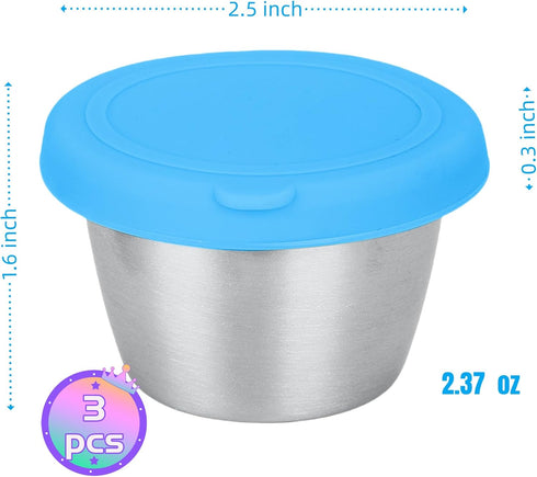 Ramekins 3 Pack 1.7/2.5/3.5/ Oz Stainless Steel Condiment Sauce Cups, Metal Ramekins, Commercial Grade, Multifunctional, Ideal for All Hot and Col...