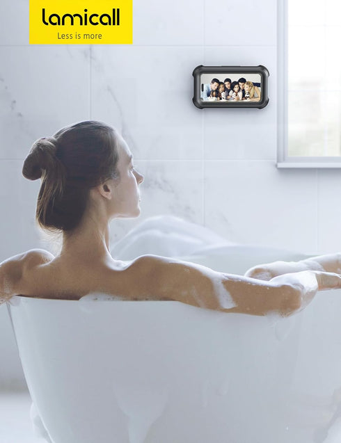 Lamicall Shower Phone Holder Waterproof - 480° Rotatable Retractable Adjustable Shower Phone Case Holder, Bathroom Wall Phone Mount Stand Water Pr...