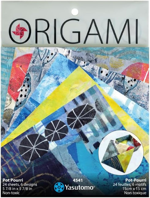 Yasutomo Origami Painted Paper Pot Pourri, with 6 Patterns and 24 Sheets, Size 5 7/8” Square, Arts and Crafts Supplies...