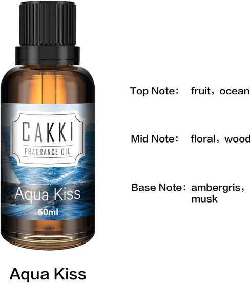 Essential oils for Diffusers for Home, Scent-Aqua Kiss, Single Large Size 50ml, Cakki Fragrance oils, for Candle Making, for Soap Making, Diffuser...