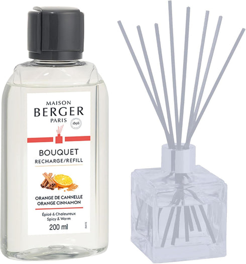 MAISON BERGER 200ml/6.76 fl. oz. Orange Cinnamon Reed Diffuser Refill, Clear...
