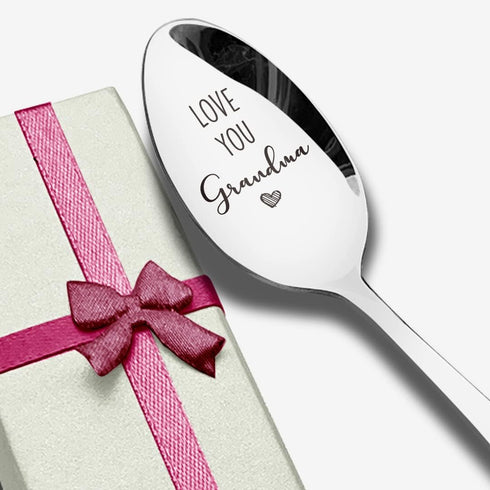Love You Grandma Spoon Engraved Stainless Steel Funny, Nana Gifts from Grandkids, Coffee Lovers Teaspoon Gifts for Grandma Birthday Mother's Day C...