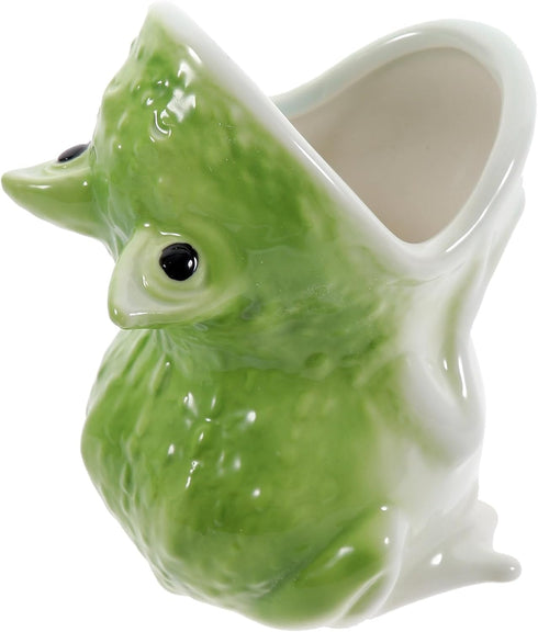 Frog Succulent Pot Cute Animal Pen Holder Cup Ceramic Funny Frog Statue Planter Novelty Cactus Flower Pot for Miniature Plant Holder Home Garden O...