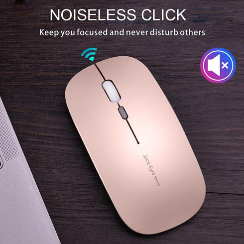 Uciefy Q5 Slim Rechargeable Wireless Mouse, 2.4G Portable Optical Silent Ultra Thin Wireless Computer Mouse with USB Receiver and Type C Adapter, ...