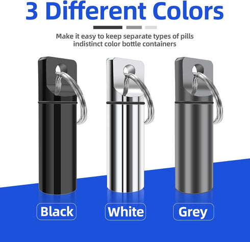 2 Pack Small Pocket Pill Box Keychain, Portable Mini Aluminium Alloy Pill Organizer Case Container for Purse, Waterproof Metal Pill Holder Medicin...