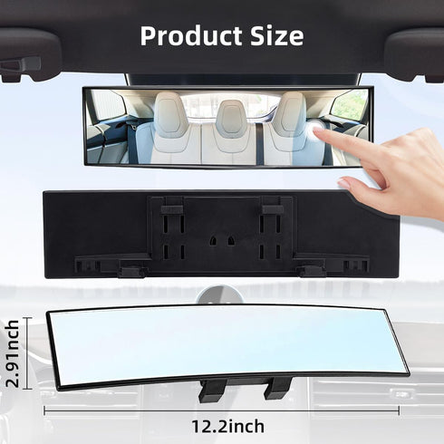 Car Rear View Mirror, Anti Glare Wide Angle Auto Inside Rearview Mirror, 12.2'' Panoramic Convex Rearview Mirror Mounted on Windshield, Universal ...