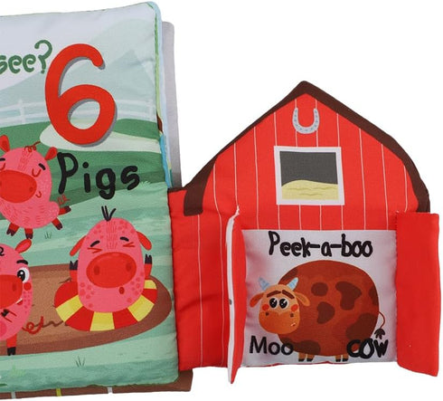 YooLove Soft Cloth Crinkle Baby Books,Interactive Touch & Feel Baby Toys for Ages 0-3 | Infant & Toddler Early Education Farm Teetheing Book | Ide...