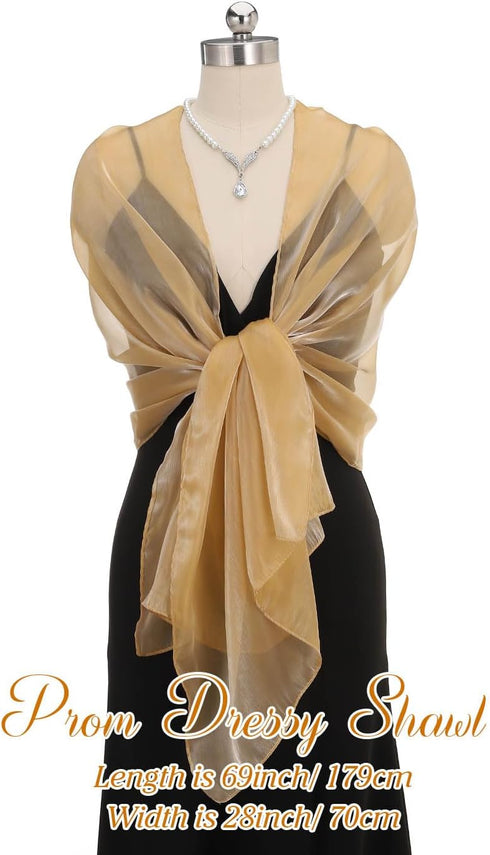 EASEDAILY Women's Shawls and Wraps for Evening Dresses Sparkling Wedding Scarf Sheer Bridal Stole for Bride and Bridesmaid...
