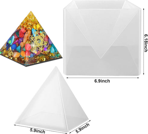 Large Pyramid Silicone Molds Big Pyramid Resin Mold Epoxy Resin Casting Molds with Plastic Stand Base for Jewelry Casting DIY Crafts...