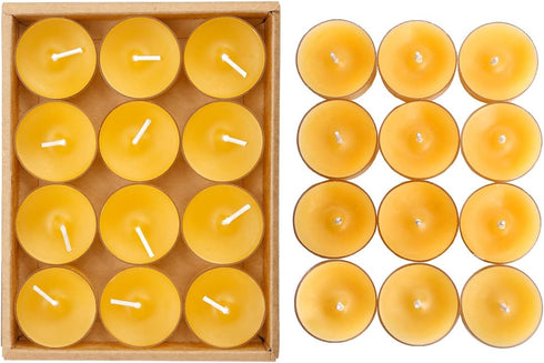 12pcs Natural Beeswax Tealight Candles Handmade Decorative Unscented Pure Beeswax Tea Lights? Perfect for Birthday Party,Wedding, Spa, Home Decor...