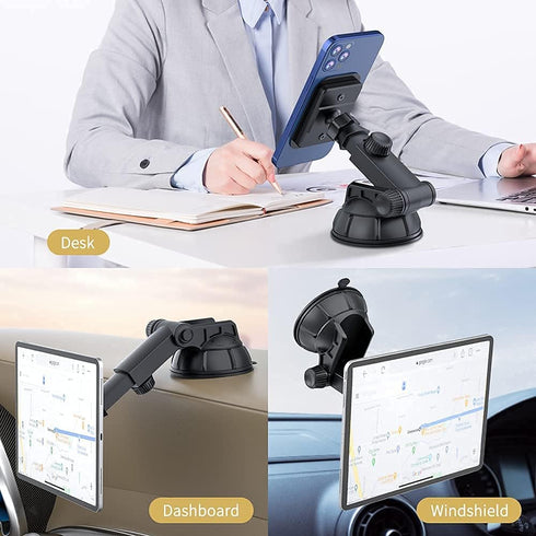 PLDHPRO Magnetic Car Phone Tablet Holder for iPhone iPad Size 4"- 10" Tablets, Dashboard Dash Windshield Mount 360° Rotating Super Strong Magnet T...
