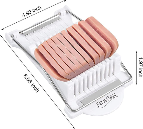Egg slicer Luncheon Meat Slicer,Egg slicer for hard boiled eggs FENGCHEN Spam slicer With 10 Singing Cutting Wires in Stainless Steel...