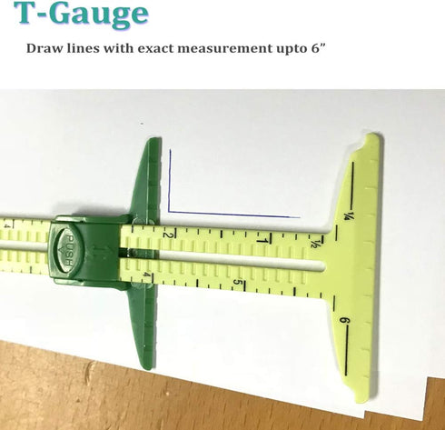 BIGTEDDY - 5in1 Handy Sliding Sewing Gauge Quilting Tools for Beginner Work as T-Gauge, Hem Gauge, Seam Allowance, Buttonhole Spacer and Circle Co...