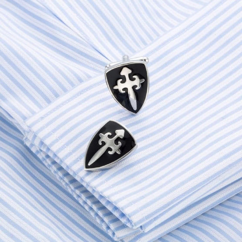 Cross Cufflinks for Men, Cross Shield Cufflinks, Cross Sword Shield Cuff Links, Cross Shirt Tuxedo Cufflinks, Punk Cufflinks French Cufflinks, Bes...