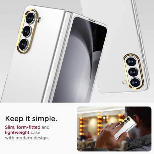 Miimall for Fold 5 Case with Screen Protector, Skin-Touch Texture HD Screen Protector Slim Case for Z Fold 5 - Silver......