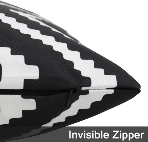 Adabana Outdoor Waterproof Boho Pillow Covers 18x18 Decorative Black and White Outdoor Throw Pillows Cover for Patio Furniture Garden Porch Pack o...