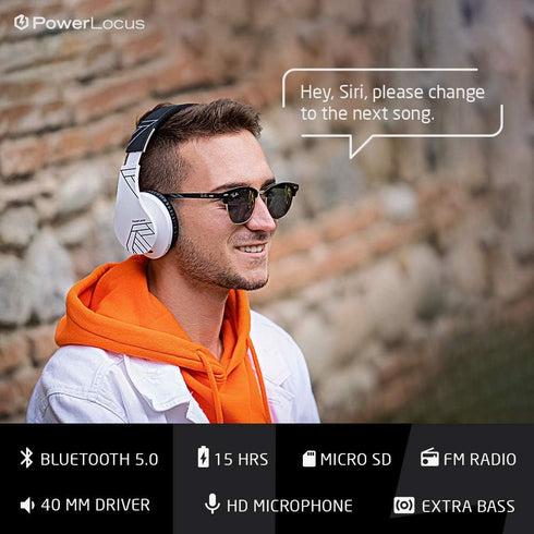 PowerLocus Bluetooth Over-Ear Headphones, Wireless Stereo Foldable Headphones Wireless and Wired Headsets with Built-in Mic, Micro SD/TF, FM for i...