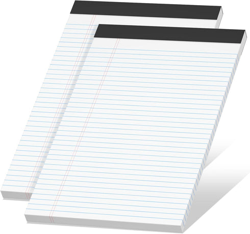 Legal Pads 8.5 x 11 inch Notepad, 2 Pack White Note Pads 8.5'' x 11'' for Work, Double-Side Printed Lined Paper Pads College Ruled White Notepads ...
