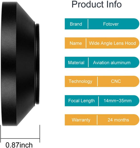 77mm Wide Angle Lens Hood,Universal Metal Lens Hood Sunshade for Canon Nikon Sony Pentax Olympus Fuji Camera +Microfiber Cleaning Cloth...