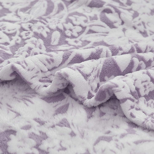 FY FIBER HOUSE Flannel Fleece Throw Blanket Super Soft Lightweight Microfiber with Flower Print for Couch, 50"X60", Lavender...