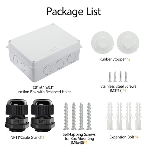 LeMotech Junction Box with Reserved Holes ABS Plastic Electrical Box IP65 Waterproof Dustproof Project Enclosure for Electronics White 7.9 x 6.1 x...