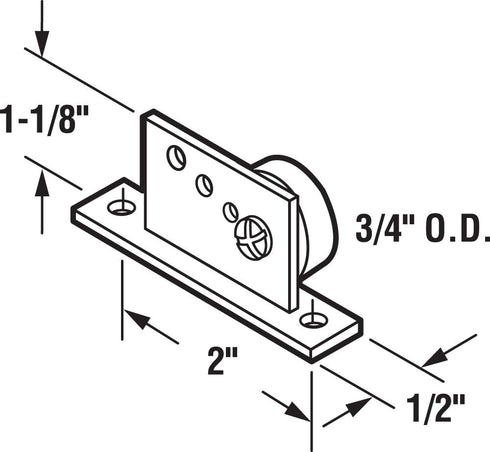 Prime-Line M 6035 Tub Enclosure Roller and Bracket Assembly, 3/4 In., Flat Edge Nylon Tire, Steel Ball Bearings, Extruded Aluminum Bracket (2 Pack...