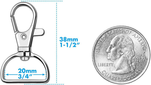 Key Chain Clip Hook, Anezus D Ring Clip Keychain Lanyard Swivel Snap Hooks Clip on Key Ring for Crafts and Purse Hardware (3/4 inch)...