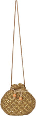 Indian Sequence Potli Bag For Women, Wedding Purse/Jewelry Purse for Women (Base Color- Golden)...