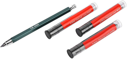 4mm Metal Mechanical Pencil Set, Artist Drafting Automatic Pencil Portable Erasable Charcoal Draft Pen Art Making Writing Drawing Clutch Painting ...