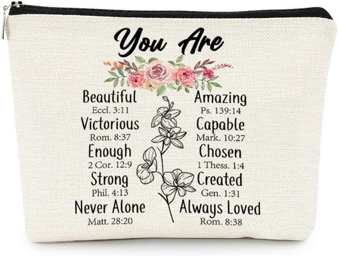 Inspirational Quotes Small Makeup Bag,You Are Beautiful Amazing Positive Cosmetic Bags,Gifts for Friends Sisters Coworkers,Aesthetic Makeup Pouch...