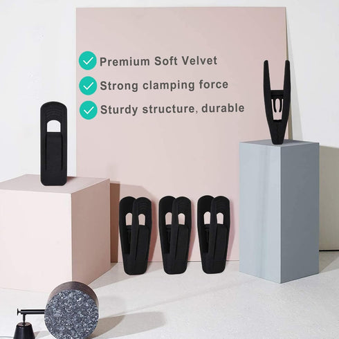 Black Velvet Hangers Clips 20 PCS, Non-Slip Velvet Clips for Suit Pant Skirt Hanger, Strong Finger Clips Perfect for Thin Flocking Hangers...