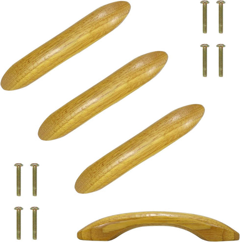 Wood Drawer Knobs Pulls Handles Kitchen Cabinets Knobs Natural Wood Dresser Pulls for Furniture Dresser Wardrobe Cupboard Double Hole Cabinet Pull...