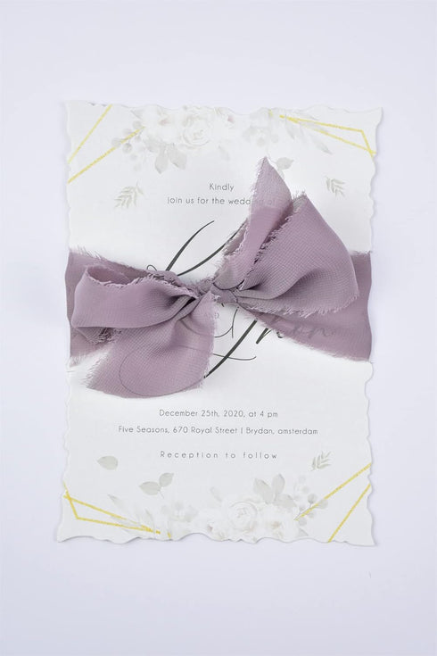 Joanlody Purple 4 Rolls Chiffon Ribbon Handmade Fringe Ribbon 1-3/4" x 6Yd for Wedding Invitations Bridal Bouquets Gifts Wrapping...