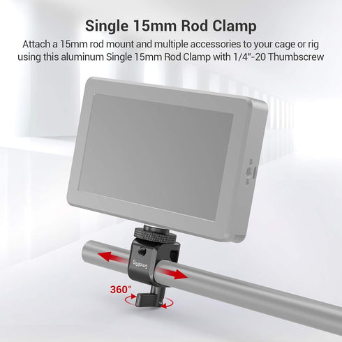 SMALLRIG 15mm Rod Clamp Rail Connector with 1/4" Thread Hole to Attach Camera Microphones/Sound Recorders/Lighting Equipment - 860...