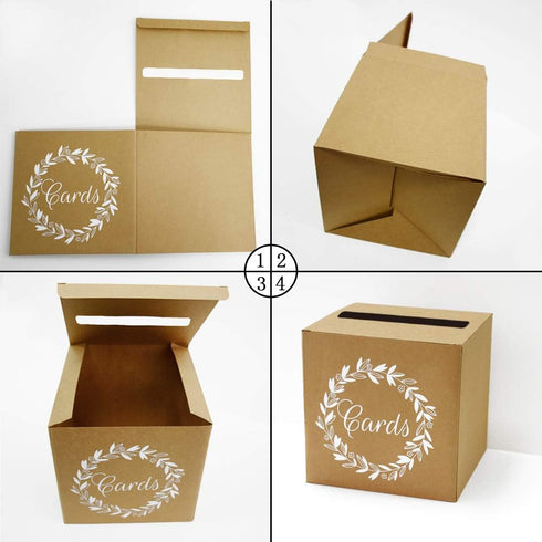 KALEFO Kraft Card Box Wedding Favors Post Boxes Cardboard Wedding Party Decor Table Centerpiece...