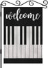 AOYEGO Welcome Garden Flag Small Vertical Double Sided 12.5 x 18 Inch Music Piano Musical Lover Burlap Yard Outdoor Decor...