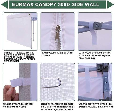 Eurmax USA Instant Canopy SunWall Camping Tent Tarp Shelter 5x5 Canopy Wall Sidewall Canopy Tent Sidewalls for Pop Up Canopy Tent,1 Pack Sidewall ...
