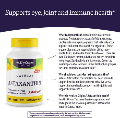 Healthy Origins Astaxanthin (AstaPure) 4 mg, 60 Softgels...