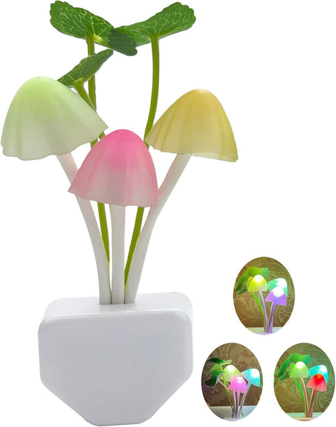 Smart Dusk to Dawn Sensor Led Night Light, 0.6W Multi-Color Changing Plug-in Mushroom Dream Bed Nightlight, Funny Energy Efficient Wall Lamp Flowe...
