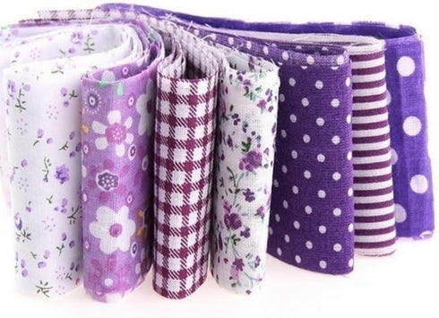 7Pcs Top Purple Cotton Craft Fabric Bundle Squares Patchwork DIY Sewing Scrapbooking Quilting Floral Dot Pattern Craft and Hobby Fabric 10" x 10" ...