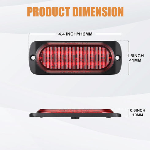 AT-HAIHAN Pack of 2 Aluminum Housing Red LED Trailer Stop Brake Turn Tail Lights, DOT Compliant Waterproof Surface Mount Lighting for Truck Tracto...