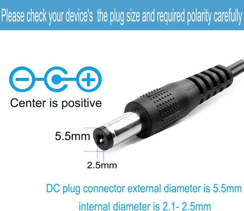 DC 12V 2A Power Adapter 24W 12 Volt 2 Amp AC Adapter 100-240V 50-60Hz AC to 12Volt DC 2A 1.5A 1A Power Supply 12v Transformer 4.6ft Cord with 5.5m...
