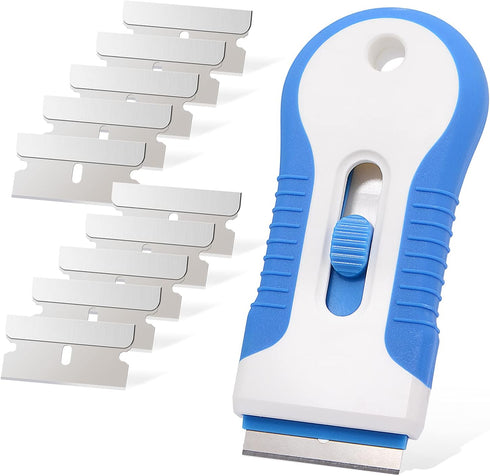 EHDIS Ceramic Scraper Car Sticker Remover Glass Stove Top Razor Scraper Label,Glue,Paint,Adhesive Remover Tool + 10pcs Stainless Steel Razor Blade...