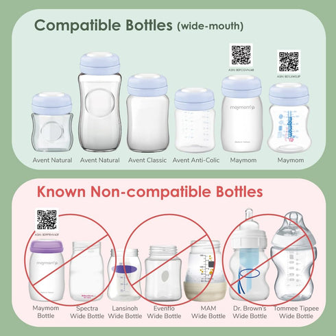 Maymom Screw Lids Aka Travel Caps with Rewritable Sealing Disc Compatible with Avent Bottle, Maymom Wide Mouth Bottles; Cap Replace Avent Natural ...