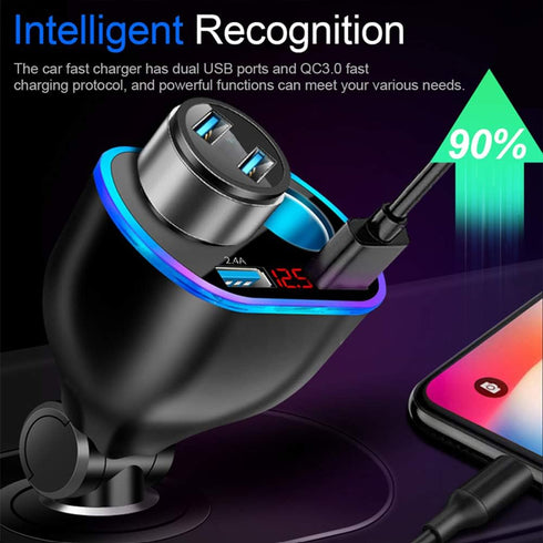 Car Charger Cigarette Lighter Splitter Adapter,120W QC3.0 Dual USB Car Charger with LED Voltmeter 12/24V Sockets Splitter Cigarette Lighter USB Ch...