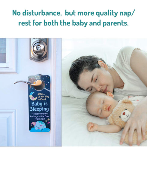 Funplus Baby Sleeping Sign - Do Not Knock or Ring - Plastic Door Knob Hanger Sign...